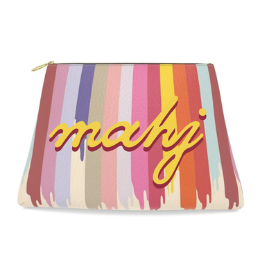 FAIT Á MAIN x TDT Roomy Leather Clutch, RAINBOW DRIP