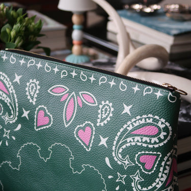 TEXAS MON AMOUR LEATHER POUCH GREEN
