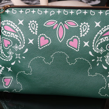 TEXAS MON AMOUR LEATHER POUCH GREEN