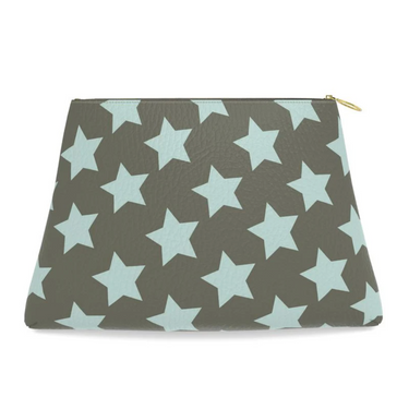 FAIT Á MAIN x TDT Roomy Leather Clutch, DRAB STAR